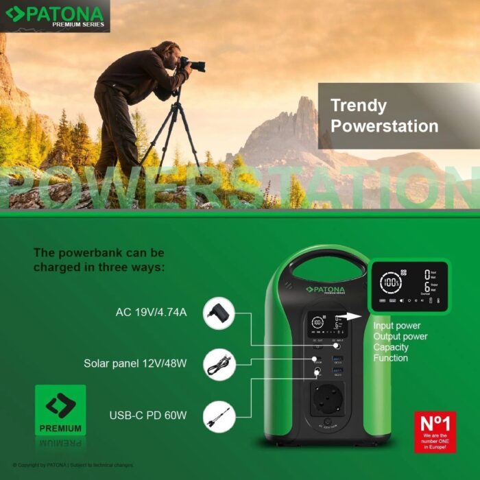 Patona 9990 Premium Taşınabilir Güç Istasyonu 300 / 300W 283WH USB5V/3A DC12V/5A  AC220V - Görsel 4