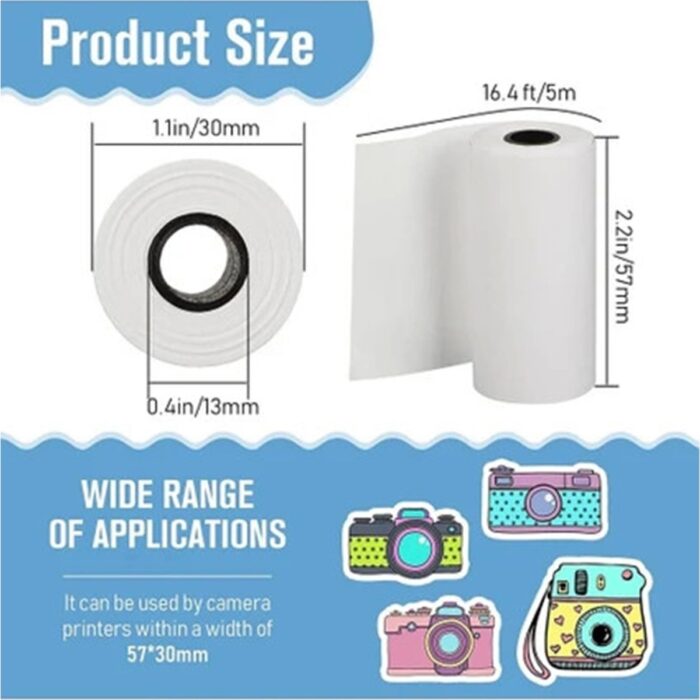 Aksiyon Global Çocuk Kamera Baskı Kağıdı, 5’li Rulo 57X25MM Çekirdekli Fotoğraf Baskı Termal Kağıt Rulo - Lisinya - Görsel 3