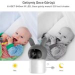 Aksiyon Global Bebek Kamerası Kumandalı Monitörlü Karşılıklı Konuşma Özellikli , Hatırlatıcılı Ip Bebek Kamerası - Lisinya - Görsel 2
