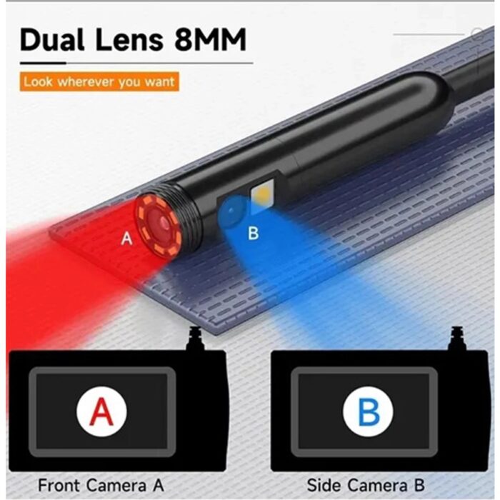 Aksiyon Global VTN-008 Ekranlı Çift Kameralı 10 mt Sert Kablo Yılan Endoskop Kamera 8 mm 4.3 Inc - Lisinya - Görsel 5
