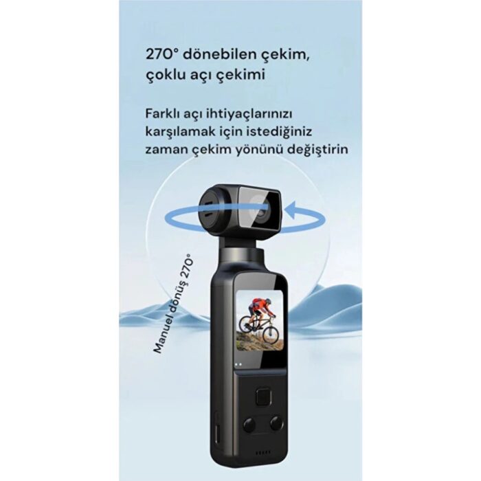 Aksiyon Global 4K Ultra Hd 270° Döndürülebilir Su Geçirmez Kablosuz Vlog Spor ve Aksiyon Kamerası - Lisinya - Görsel 5