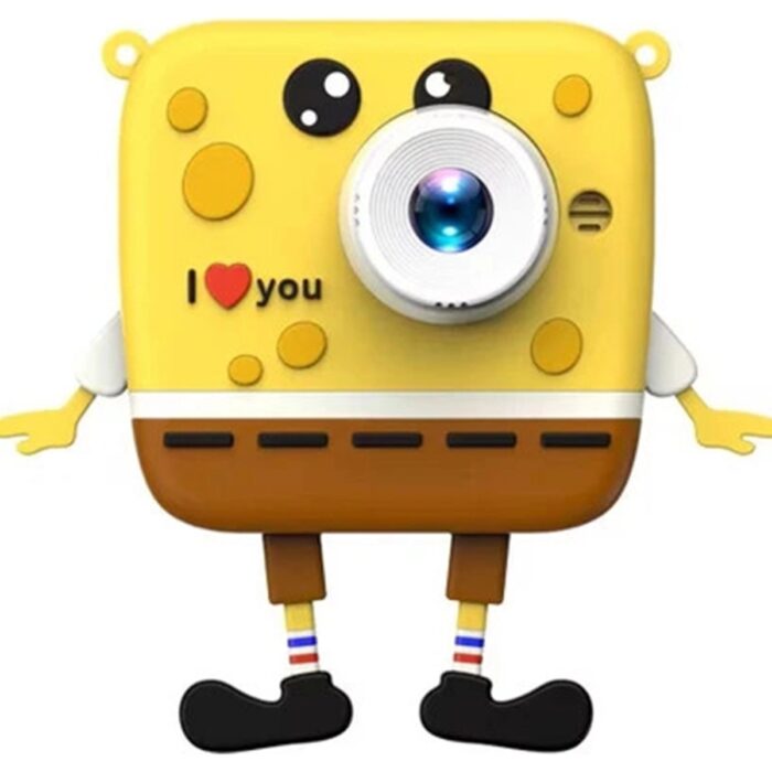 110001253992177.jpg Aksiyon Global Sünger Bob Tasarımlı Yeni Nesil Çocuk Dijital Mini Fotoğraf Makinesi Çift Kamera - Lisinya - Görsel 1