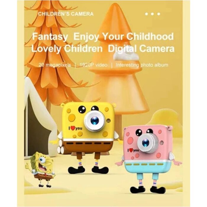 Aksiyon Global Sünger Bob Tasarımlı Yeni Nesil Çocuk Dijital Mini Fotoğraf Makinesi Çift Kamera - Lisinya - Görsel 5