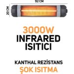 Pazaraza Vesus 3000W Infrared Elektrikli Isıtıcı Duvar ve Ayak Için Uygun