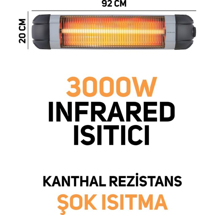 110001254481860.jpg Pazaraza Vesus 3000W Infrared Elektrikli Isıtıcı Duvar ve Ayak Için Uygun - Görsel 1