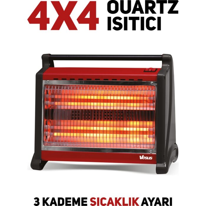 Pazaraza Vesus 4x4 Elektrikli Quartz Isıtıcı 1800W 3kademe Isı Ayarı - Görsel 1