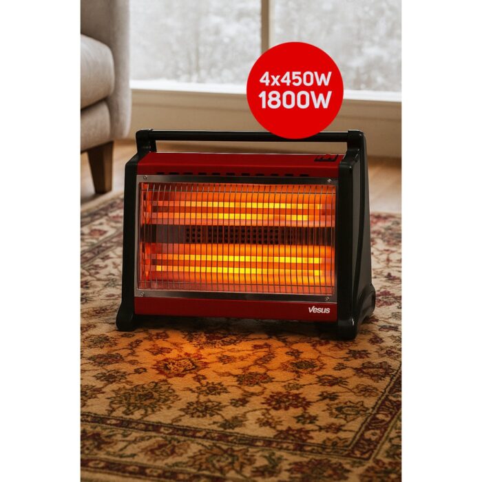 Pazaraza Vesus 4x4 Elektrikli Quartz Isıtıcı 1800W 3kademe Isı Ayarı - Görsel 3