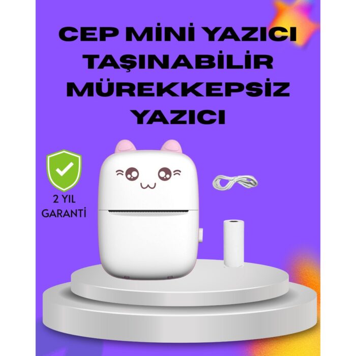 Kablosuz Mini Cep Yazıcısı Bluetooth Destekli 1200MAH Bataryalı - Görsel 1