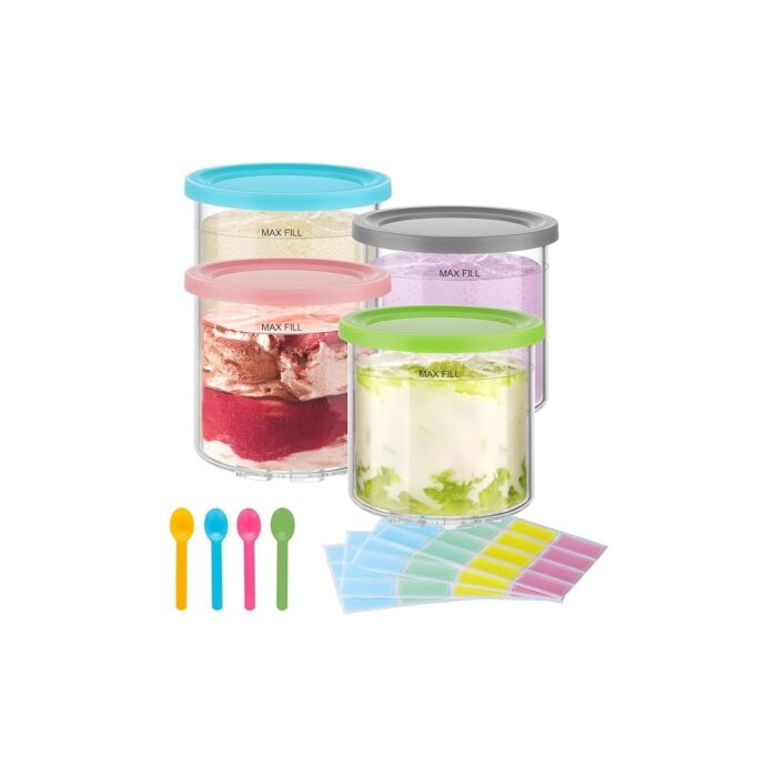 110001255292510.jpg FourForce Ninja Creami NC299 NC300 Için Aksesuar, 4 Bpa Içermez, Bulaşık Makinesinde Yıkanabilir Kapaklı Pint Kap, Kompresörlü Dondurma Makinesi Için Uzun Ömürlü - Görsel 1