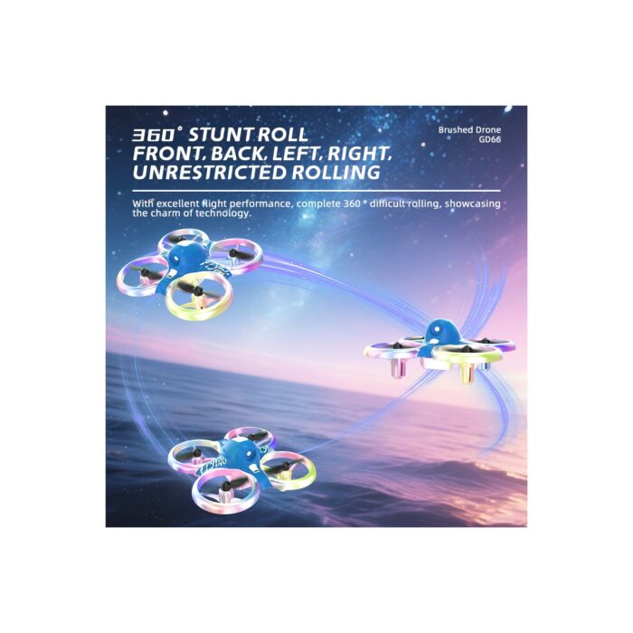 Airstorr Drone GD66 Uzaktan Kumanda Oyuncak Renkli Işık ile Fırçalanmış Motor 2.4g 360 ° Dublör Rc Drone - Görsel 3