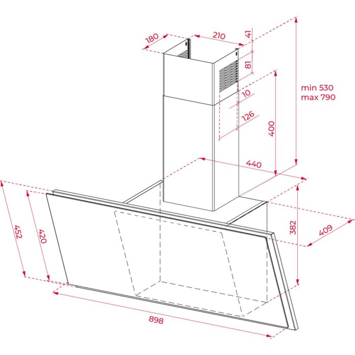 Teka -DVF 97670 TBS WH - Duvar Tipi Davlumbaz -740 m³/h - Beyaz Cam - 90 cm - 112930020 - Görsel 4