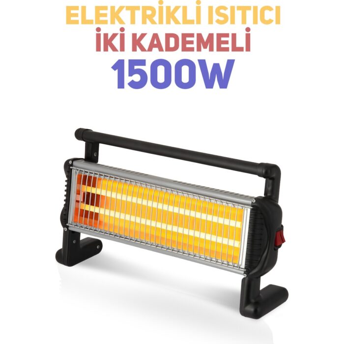 Vesus Pazaraza Hiva 1500W Elektrikli Quartz Isıtıcı Iki Kademe Isı Ayarı - Görsel 2