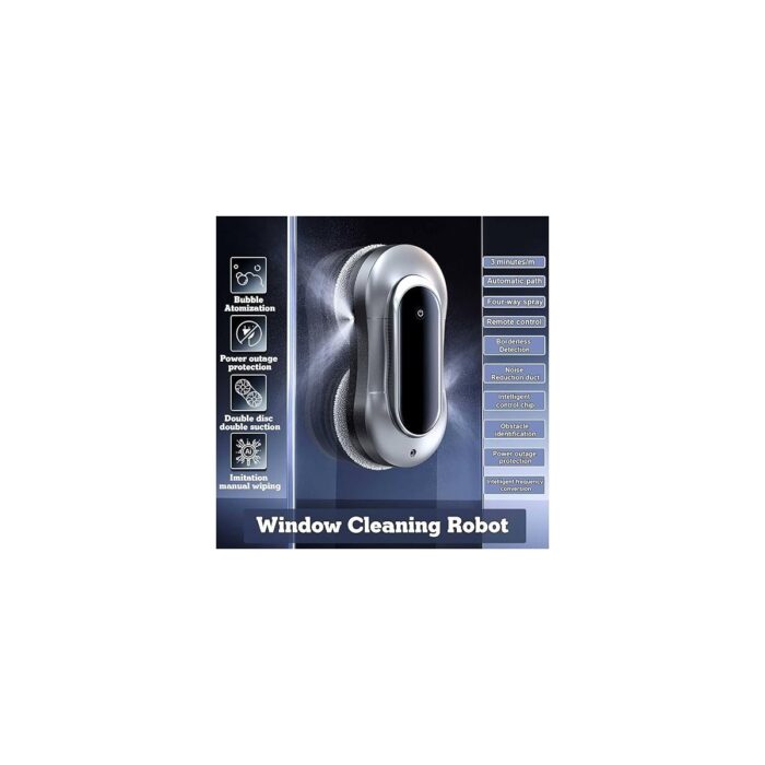 Çift Su Püskürtmeli Pencere Temizleme Robotu, Uzaktan Kumandalı Robot Pencere Temizleyici ve 5 Çift Yedek Bez, Iç/dış Camlar Için 3500PA Emiş Gücü - Görsel 2