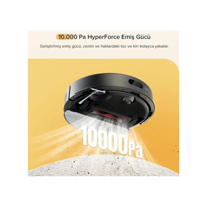 Q8 Akıllı Robot Süpürge Siyah 10.000 Pa Hyperforce Emiş Gücü, Siyah - Görsel 2