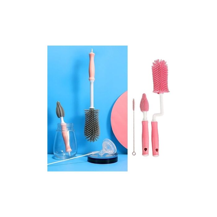 110001257243379.jpg Silikon Uçlu Ekstra Yumuşak Kıllı Sağlam Kavanoz Bardak Şişe ve Biberon Temizleme Fırçası - Görsel 1