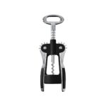 Premium Kanatlı Şarap Açacağı Tirbuşon, Siyah Metal Gövde, Ergonomik Tasarım