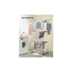 Pearl Shop Çamaşır Kurutma Makinesi, Stand Kurutma Makinesi 4 Kademeli, Kanatlı Elbise Havalandırması, Katlanır Kanatlar, Tekerlekli, Kolay Montaj, Beyaz - Görsel 2