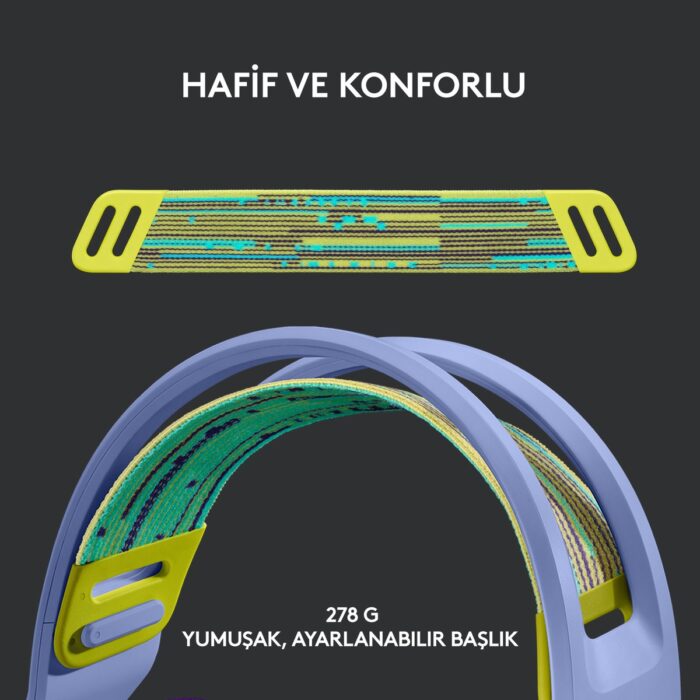 Logitech G G733 LIGHTSPEED RGB Kablosuz 7.1 Surround Ses Oyuncu Kulaklığı - Lila - Görsel 2