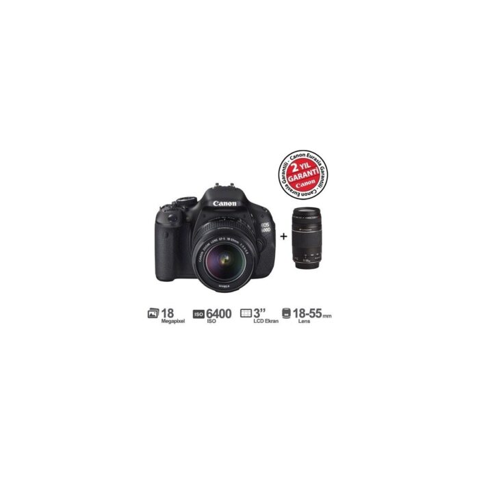8893820239922.jpg Canon Eos 600D 18-55 + 75-300 mm DC 18 MP 3.0" SLR Dijital Fotoğraf Makinesi - Görsel 1