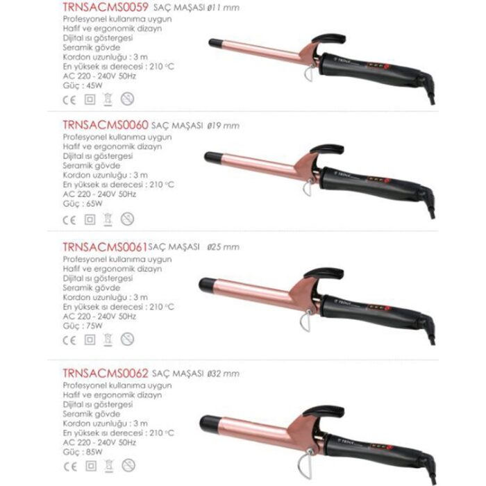 Trina Profesyonel Bronz Bukle Saç Maşası 19 mm – Kuaför Kalitesinde, Isı Ayarlı, Dayanıklı Model TRNSACMS0060 - Görsel 2